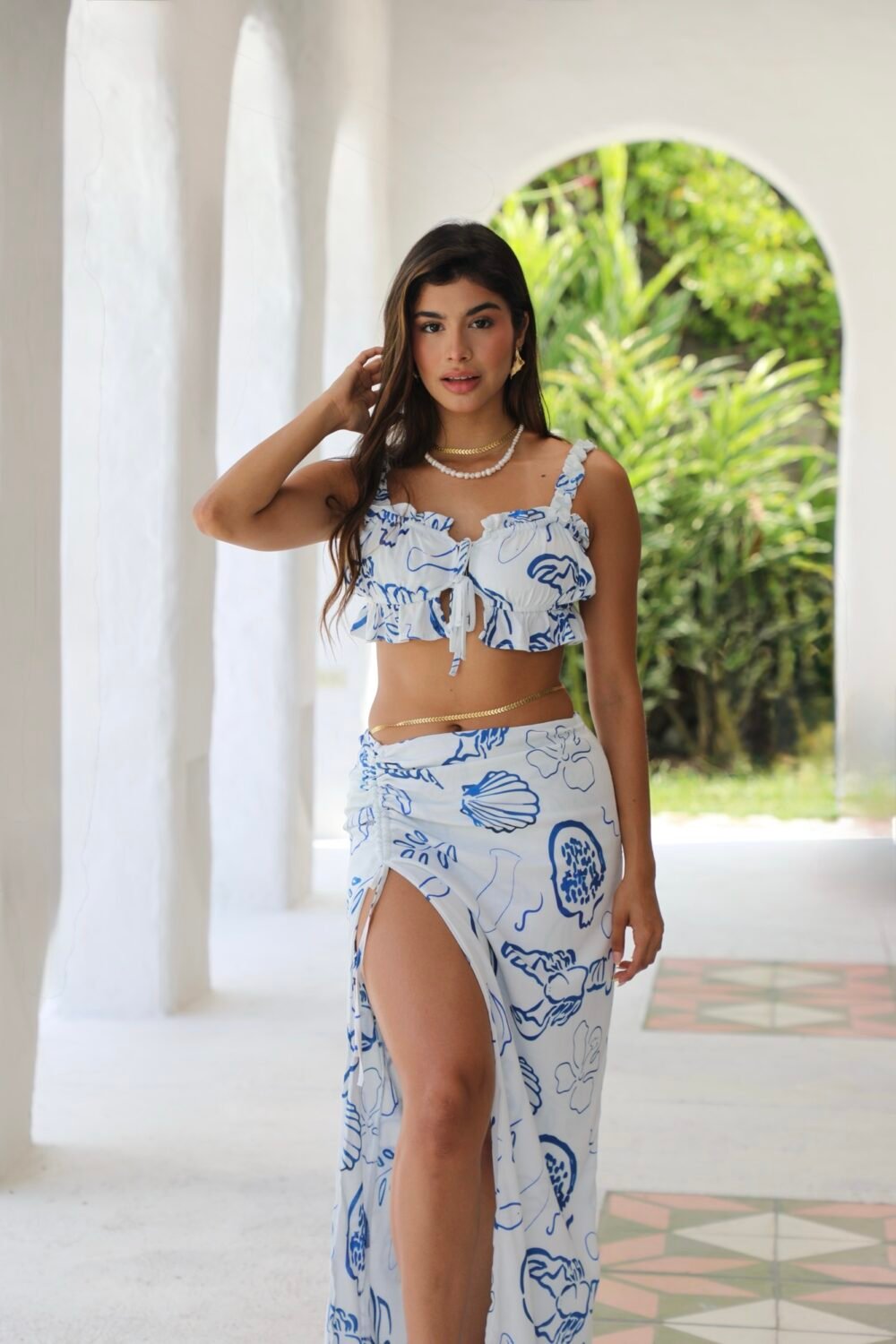 Blusa romantica frutos del mar azul - Image 2